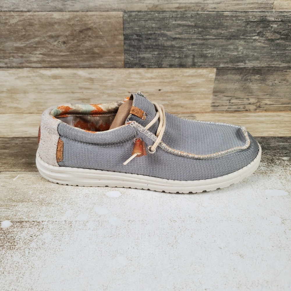 Hey Dude Wally Knit Loafers Womens 11 / Mens 9 Gray Round Toe Slip On Shoes
